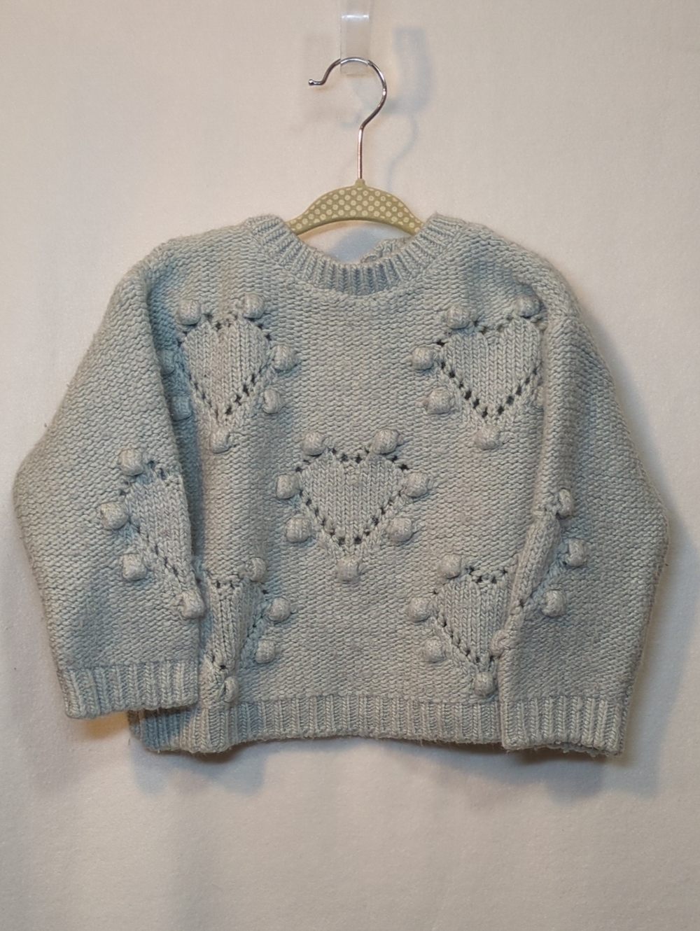 Cozy Heart Popcorn Knit Sweater - Light Blue